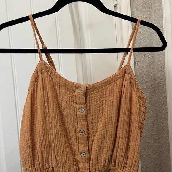 Arizona Jean Co Button Up Sleeveless Brushed Cotton Boho Lagenlook Romper Size M - Picture 2 of 12